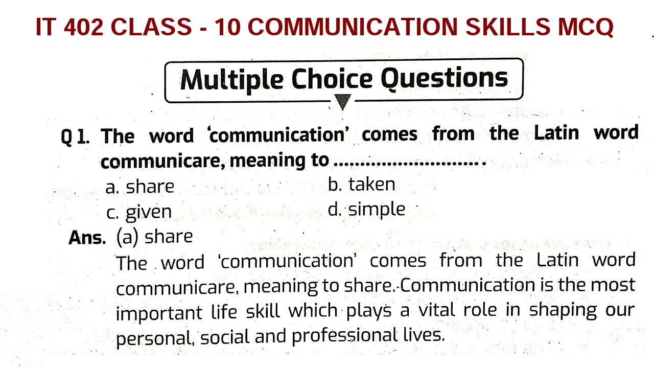 assignment on communication skills class 10