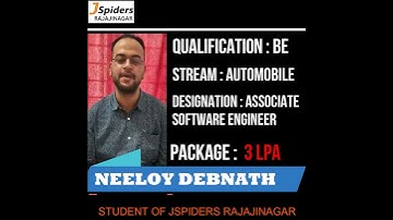JSPIDERS RAJAJINAGAR STUDENT | NELLOY DEBNATH  | FEEDBACK |ASSOCIATE SOFTWARE ENGINEER🤩| PLACEMENTS