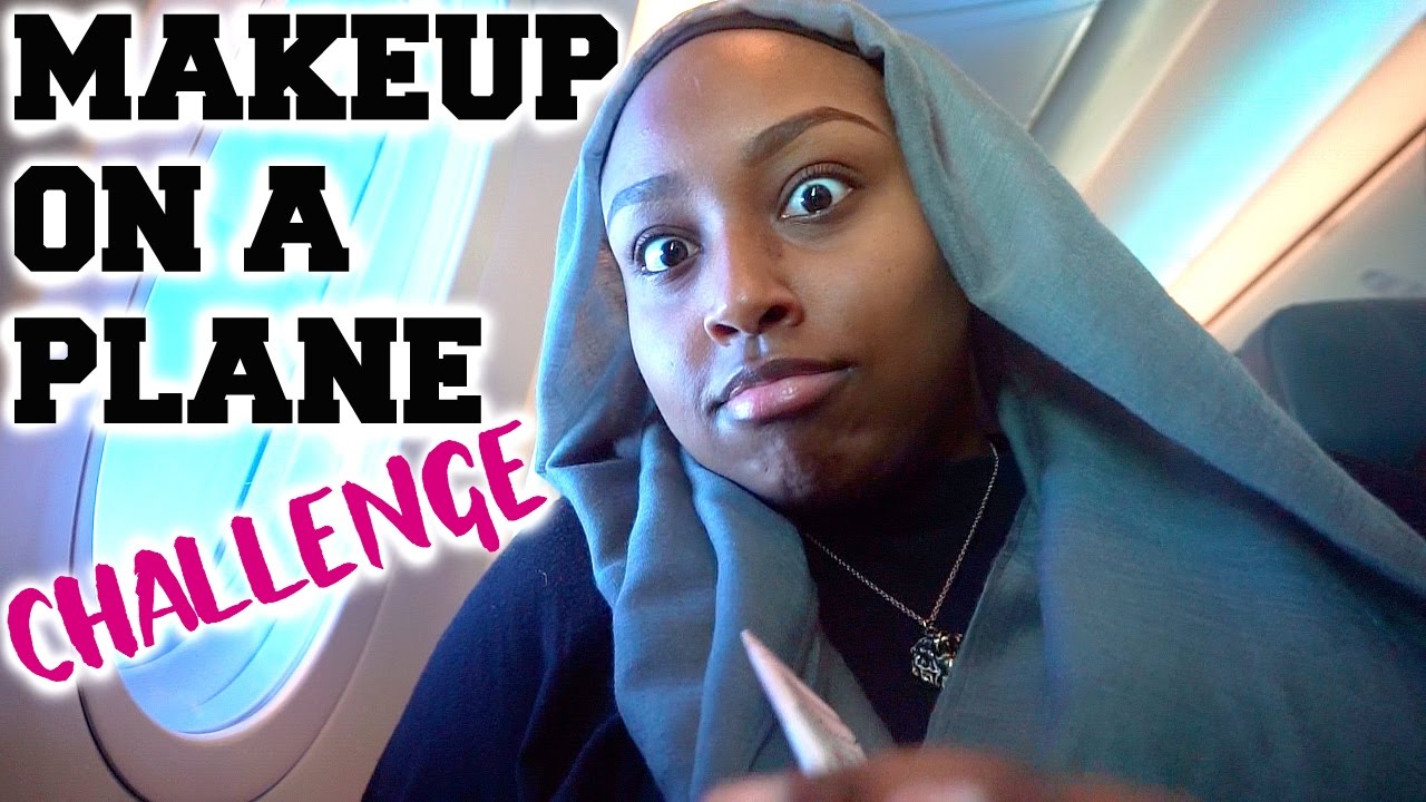 DOING MY MAKEUP ON AN AIRPLANE CHALLENGE *FULL GLAM* Aysha Abdul