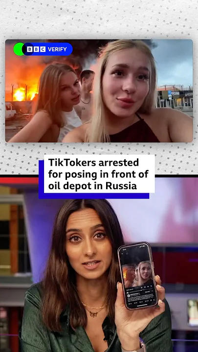 TikTokers arrested for posing in front of oil depot in Russia. #Russia #TikTok #BBCNews
