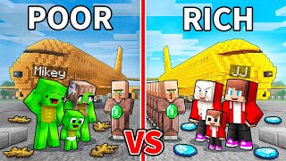 JJ and Mikey: POOR vs RICH Military Army Airplane Family Battle in Minecraft - Maizen
