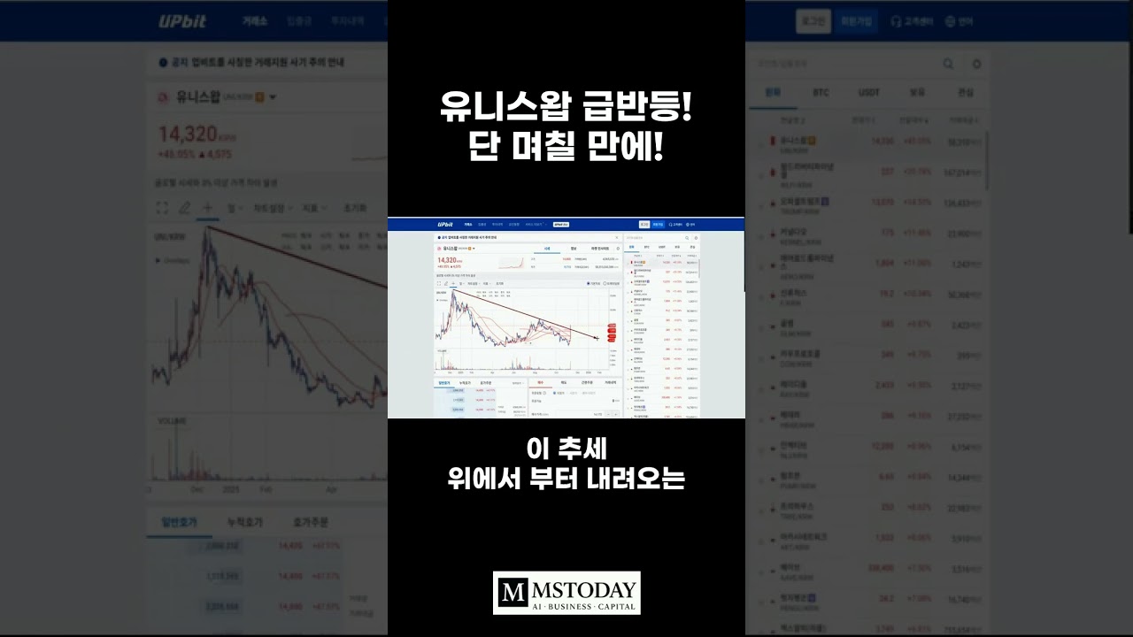 머니쇼츠-영상] 유니스왑 급반등 단 며칠 만에! - MS TODAY