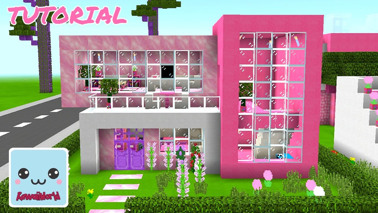 Lovely Pink House In Minecraft -- Modern Cute Pink House❤ Kawaii