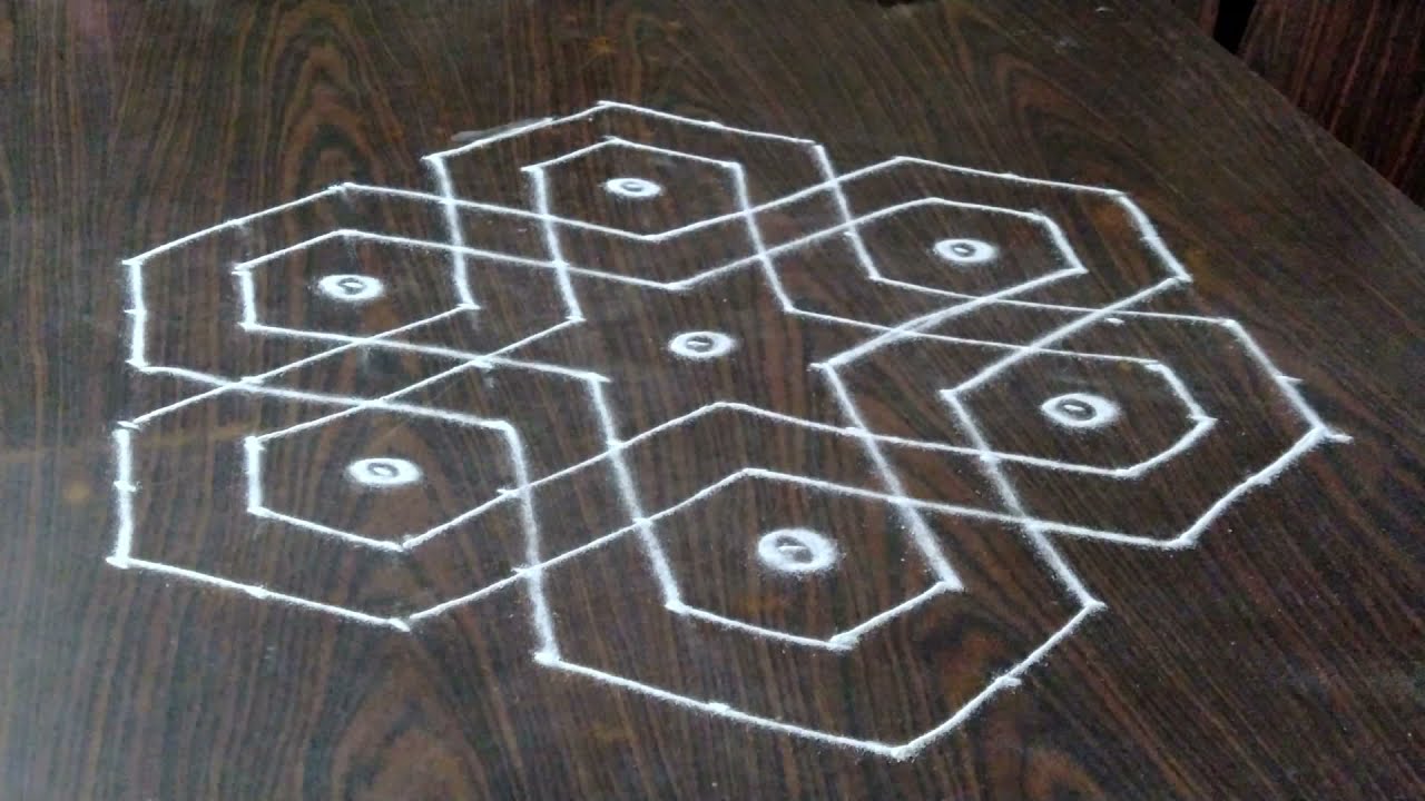 Simple dot rangoli//11 to 6 dot rangoli//simple kolam
