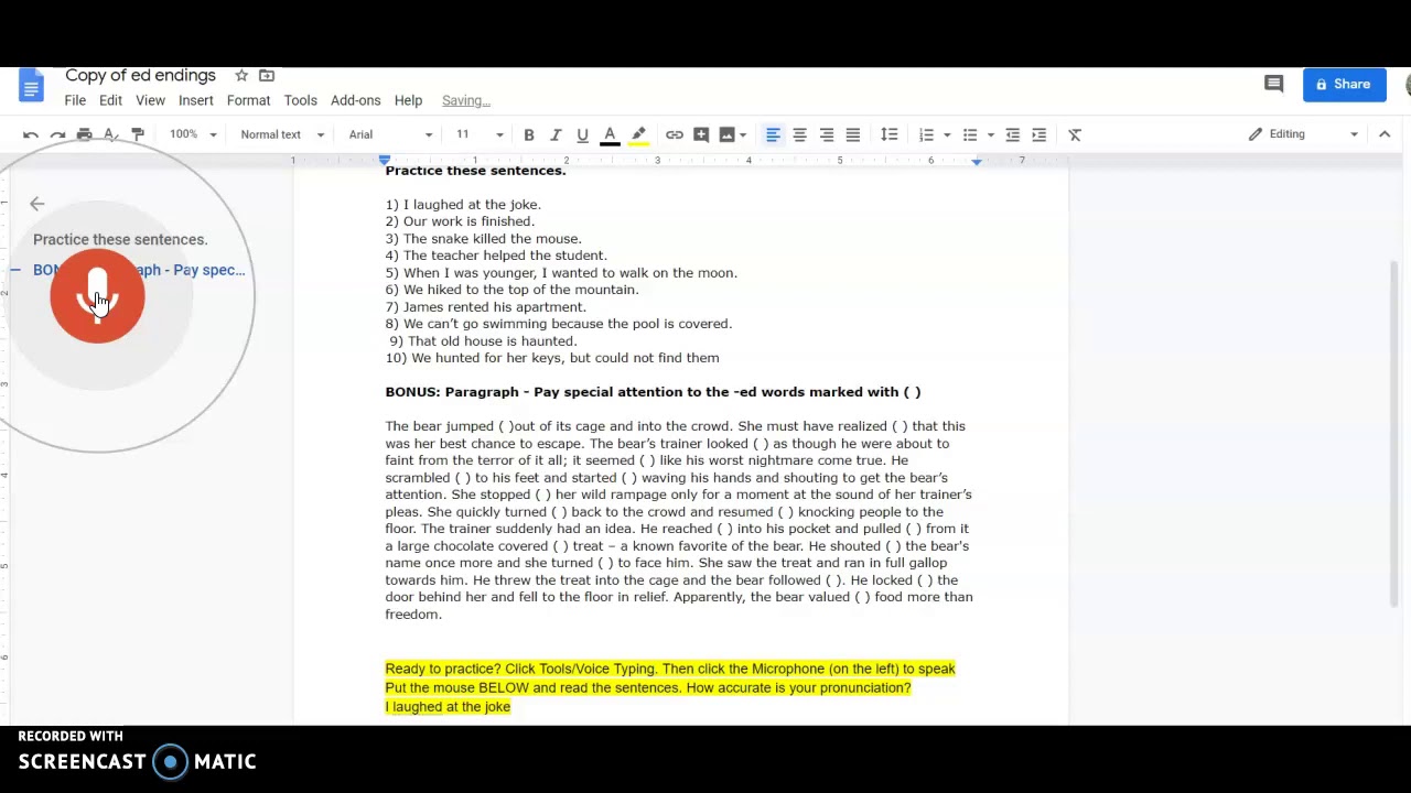 How to do pronunciation practice in Google Docs YouTube