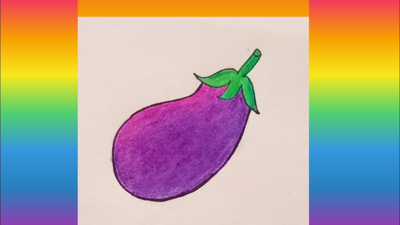 Easy brinjal drawing/Brinjal vegetable oil pastel colours drawing/Drawing brinjal/Vegetable drawing