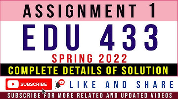 EDU433 Assignment No.1 Spring 2022 Solution by Tanveer Online Academy | EDU433 Assignment 1 2022 |VU