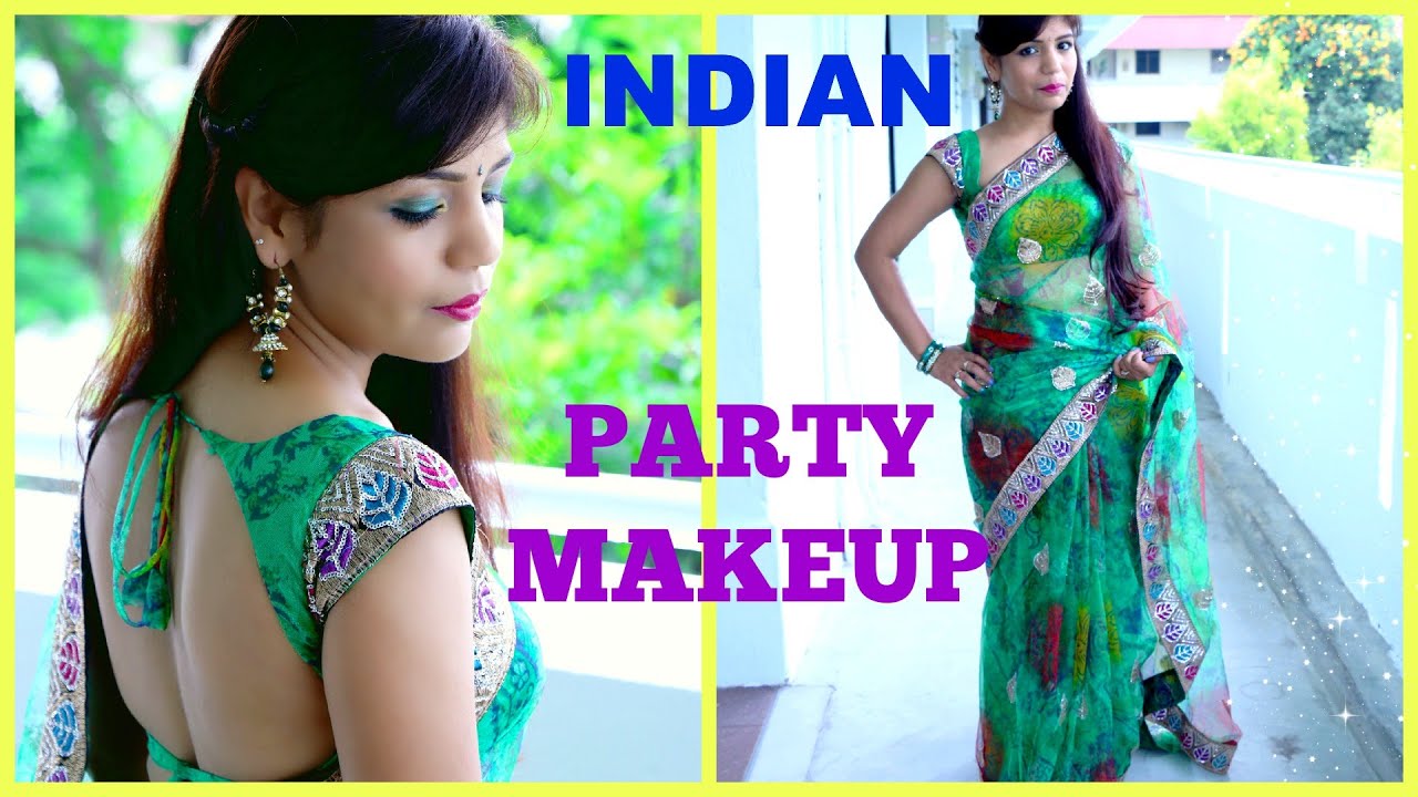 How To Do Indian Party Makeup Smokey Green Gold Eye Makeup Saree