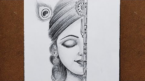 How to Draw lord Krishna Half face Drawing, Shree Krishna easy drawing krishna Drawing sketch