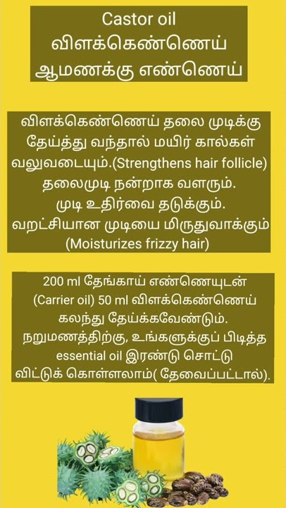 Castor oil for hair| தலைமுடிக்கு விளக்கெண்ணெய் ஆமணக்கு எண்ணெய்@fullofzest