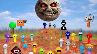 Incredibox SPRUNKI HAMOOD HABIBI.EXE FAMILY IN MAZE  and CAR EATER in Garry's mod Big maze