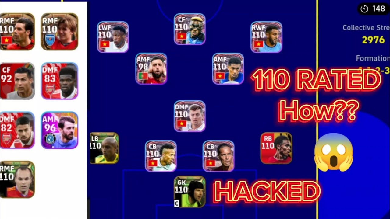 eFootball H@ck spreading dangerously. 110 overall rating + auto