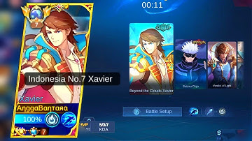 XAVIER NEW SKIN BEYOND THE CLOUDS FIRST GAMEPLAY SOLO RANKED | GLOBAL XAVIER BUILD & EMBLEM | MLBB