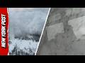 Terrifying Moment Avalanche Slams Train in the Swiss Alps