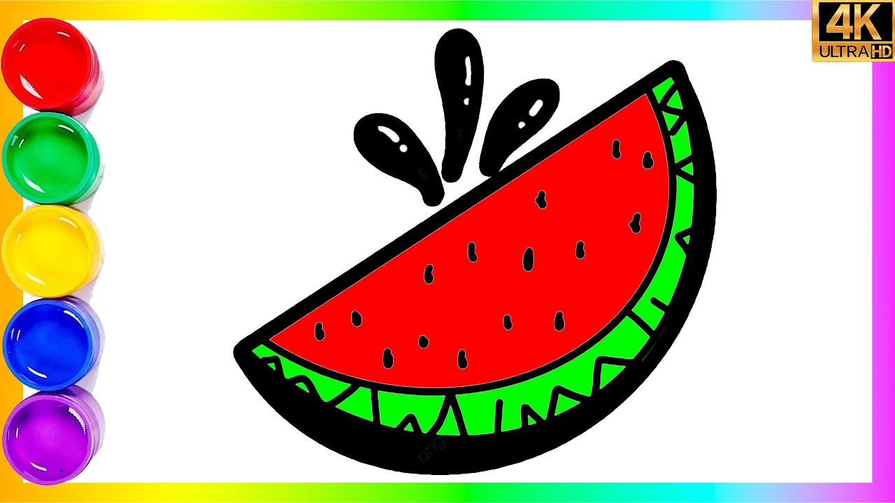 Cómo Dibujar una Linda Sandía para Niños Pequeños, Dibujo Fácil