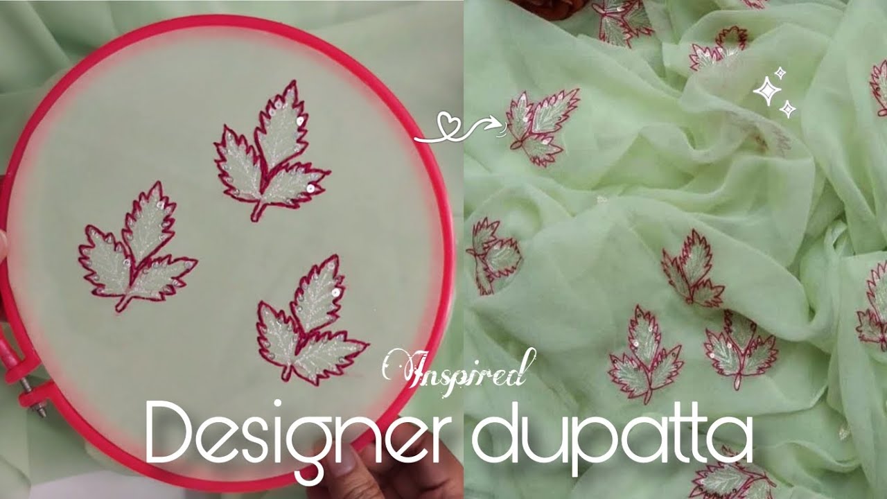 Designer Dupatta design 🌷 Handmade Embroidered dupatta ✨️ Diy dupatta design | Dupatta design