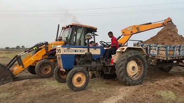 Jcb 3dx Backhoe Loading mud in Swaraj Tractor || jcb and tractor video Part-02 || SRIKANTH PS