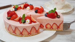 いちごのレアチーズケーキ How To Make Strawberry No-Bake cheesecake