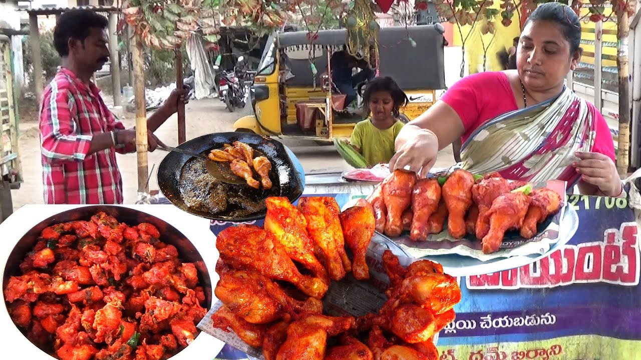 Husband and Wife Hard Working Cooking Chicken Legs Fry @25 Rupees | Street Food in Karlapaleam | Street Food Catalog