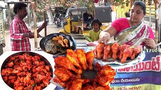 Husband and Wife Hard Working Cooking Chicken Legs Fry @25 Rupees | Street Food in Karlapaleam