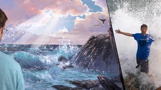 How To Paint Big Crashing Waves On A Rocky Shore by muraljoe 25,752 views 2 years ago 24 minutes