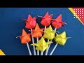 TULIP ORIGAMI - CARA MEMBUAT HIASAN BUNGA TULIP DARI KERTAS MUDAH (How to fold flower easy Tutorial)
