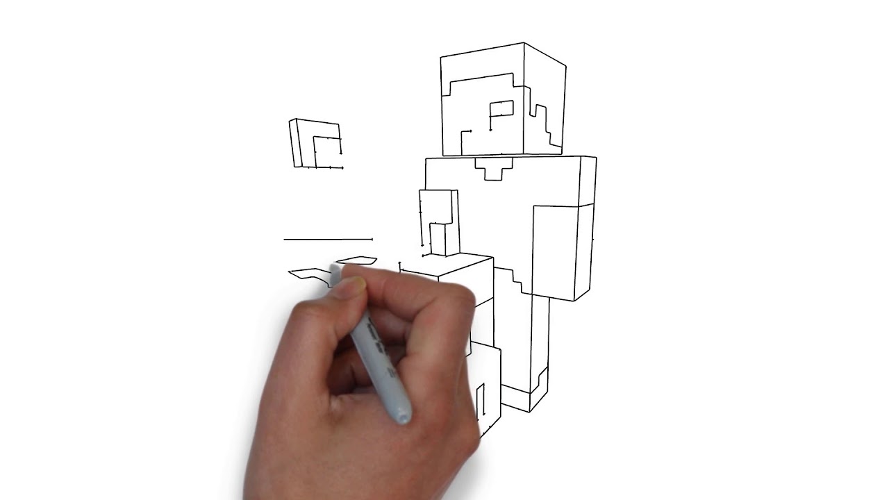 How to Draw Minecraft Steve with Diamond Sword Step by Step Video ...
