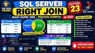 RIGHT JOIN in SQL Server | Lecture 23 | RIGHT OUTER JOIN with Examples | SQL Tutorial in Hindi