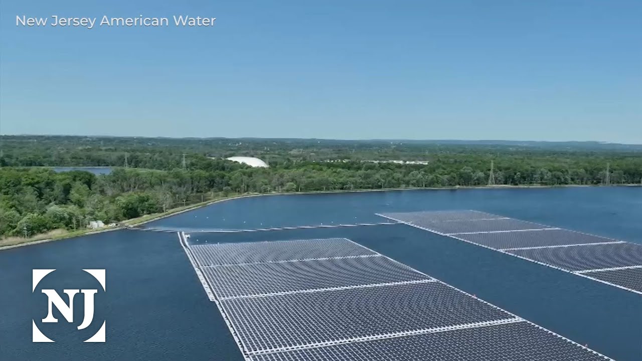 Short Hills reservoir has largest floating solar array in US - YouTube