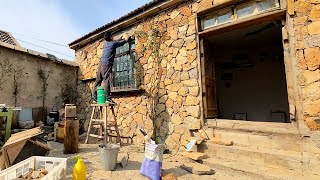 TIMELAPSE: START TO FINISH Renovation a Stone House Alone - Complete Building and Restoration