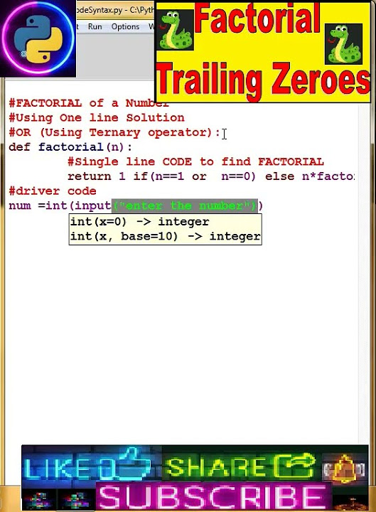#factorials#172 Factorial Trailing Zeroes#Python/clumsy-factorial# ...