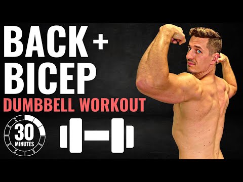 30 min BACK AND BICEP DUMBBELL WORKOUT at home strength training