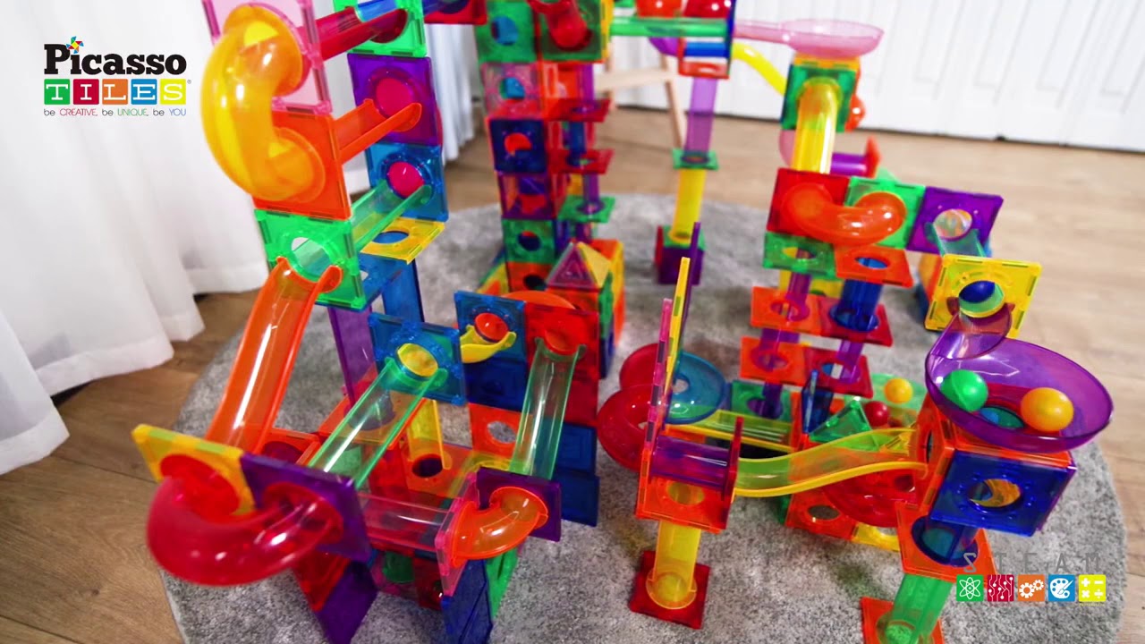 PicassoTiles 100pc Marble Run Building Blocks