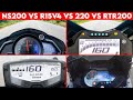 220 vs NS 200  vs APACHE 200  vs  R15 V4 | 0 TO 100 | TOPSPEED BATTLE !!!