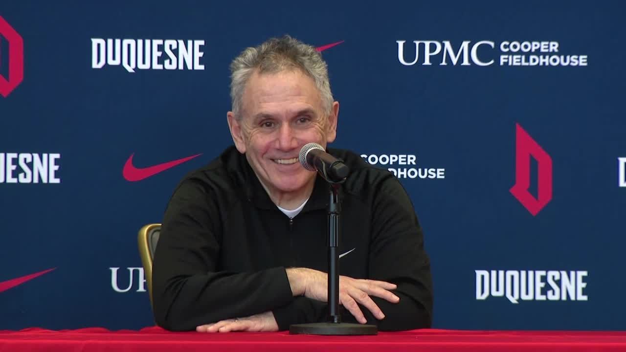 Duquesne basketball coach Keith Dambrot's retirement news conference