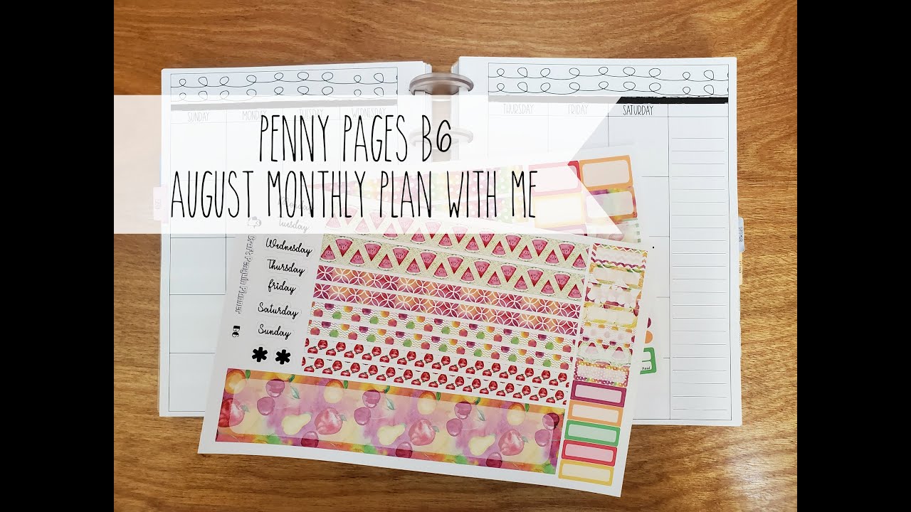 Penny Pages B6 August Monthly Plan with Me