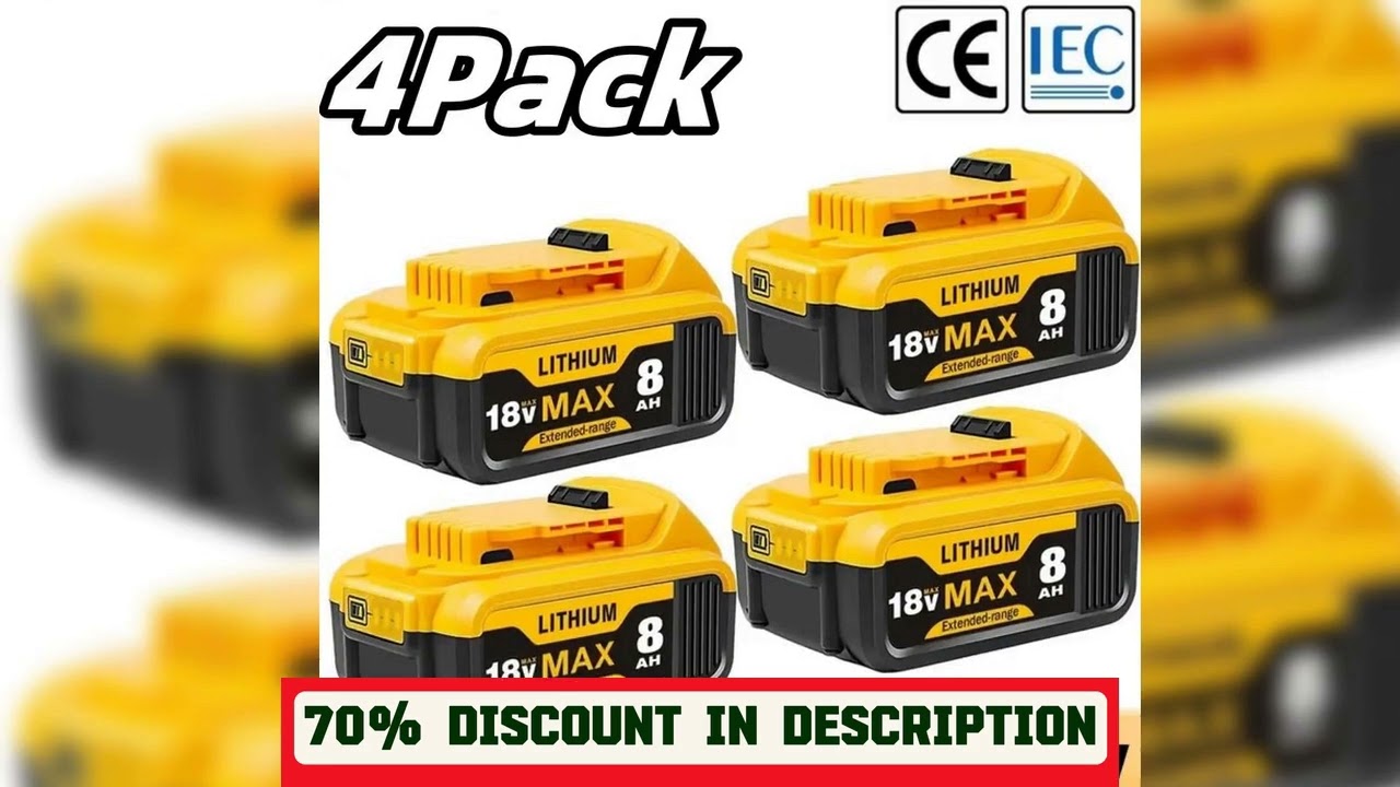 A must-have product! 1/2/4 Pack 8.0Ah 18V Lithium-Ion Replacement Battery for Dewalt 18V Max Tools