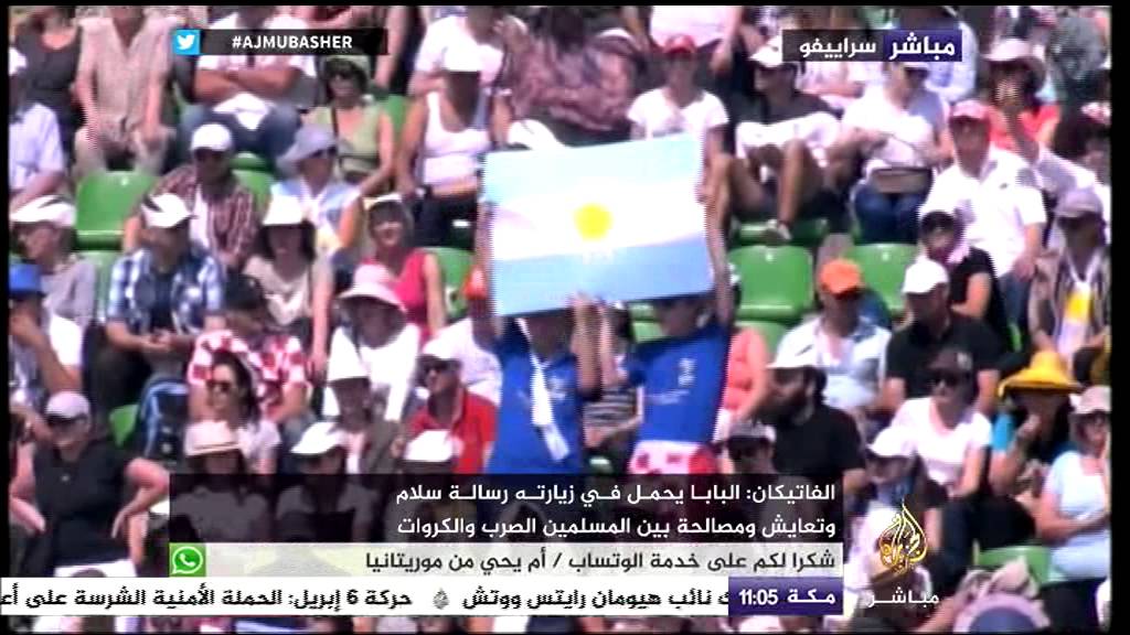 الآلاف يستقبلون بابا الفاتيكان بالبوسنة بحمامات السلام