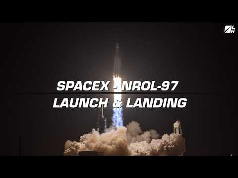 SpaceX - NROL-97 Falcon Heavy Launch and Landing | 4K