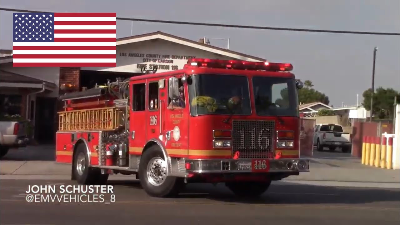 LACoFD Engine 116 and Squad 116 Responding - YouTube