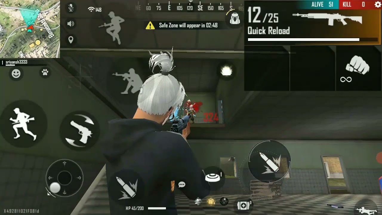 1v4 gameplay Ranked full map//Free fire