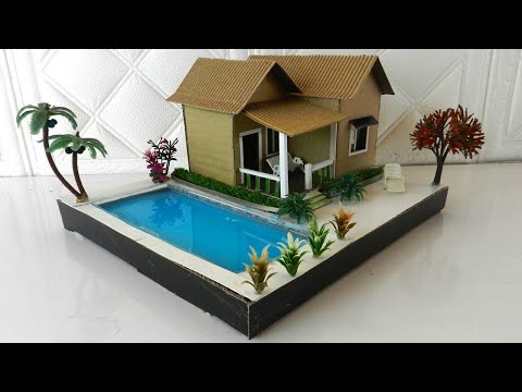 How to Make Beautiful Mini Cardboard House Model with Swimming Pool and Garden #148 @BackyardCrafts