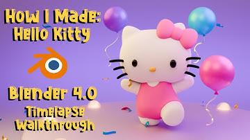 Hello Kitty Party Time! - Blender 4.0 Process Video/Timelapse