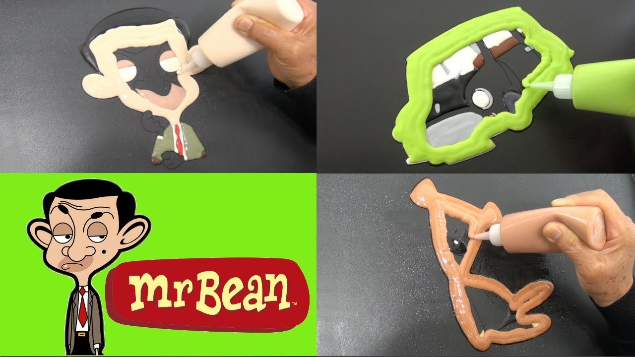 Mr Bean Cartoon Pancake Art - Mr Bean, Mini Car, Teddy