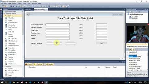 Tutorial membuat Form Perhitungan Nilai Mata Kuliah menggunakan visualbasic 2010