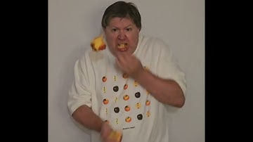 Hungry Man Bites 3 Apples At Super Speed While Juggling