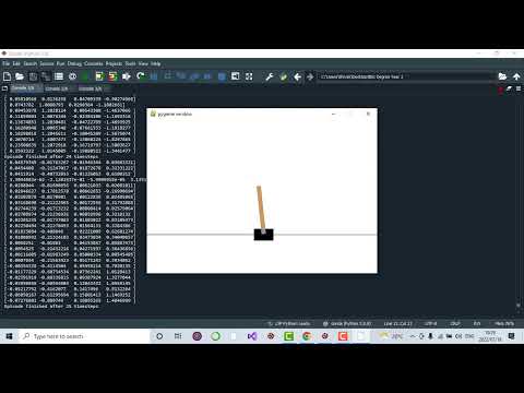 Reinforcement Learning:  Applying RL To Cartpole Environment- Simulation 1(Run 1)