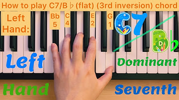 Piano Lesson 227: How to play C7/B♭ (flat) (3rd inversion) chord with the left hand tutorial