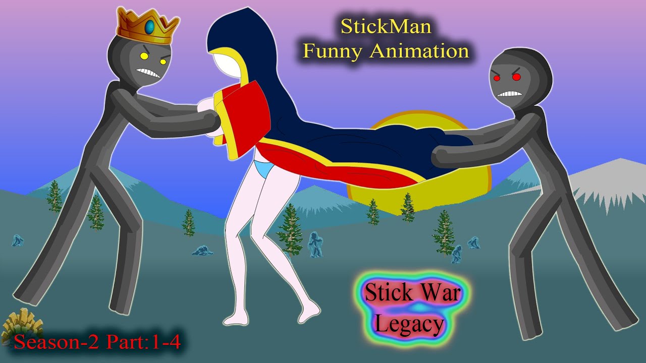 StickMan Funny Animation - Season 2 - Part 1-4  -  StickWar Legacy
