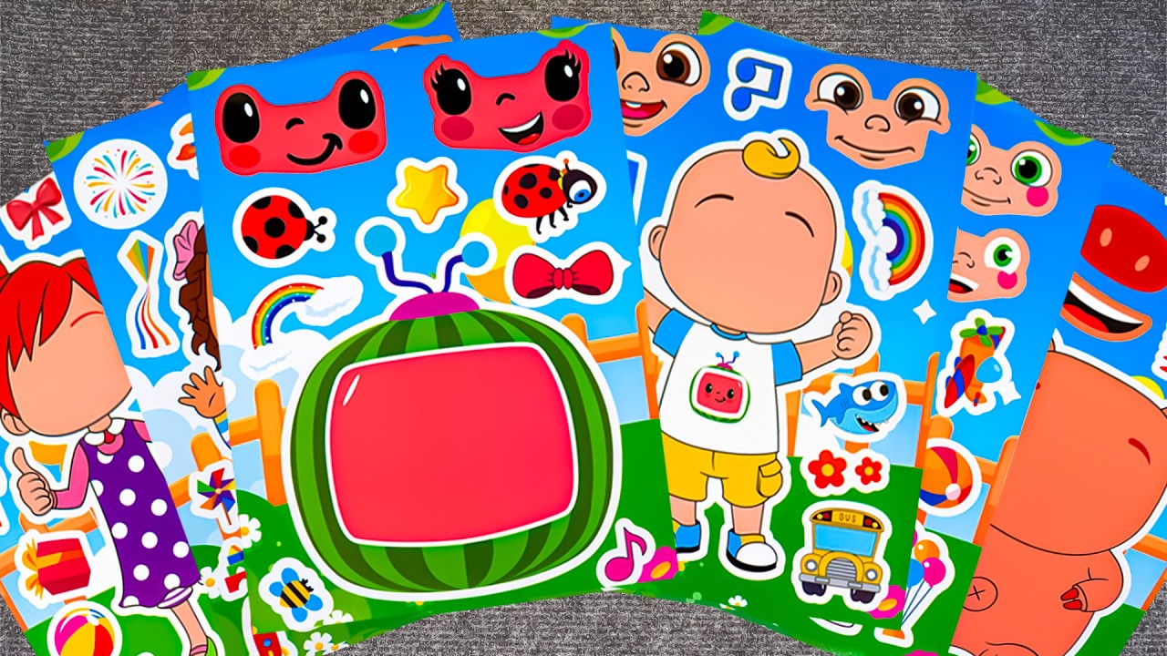 [🍒paper diy🍒] Decorate with Cocomelon Sticker Book 🍉✨ JJ, Cody, Yoyo & Cece | Oddly Satisfying